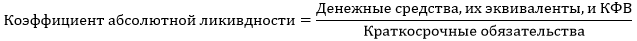 Коэффициент абсолютной ликвидности – формула